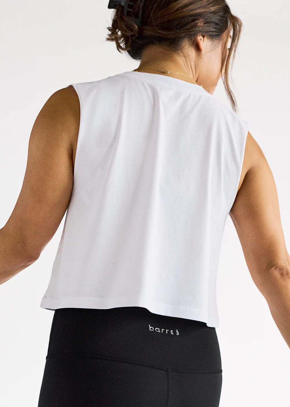 b3 Crop Muscle Tank - White/Berry - Image 4