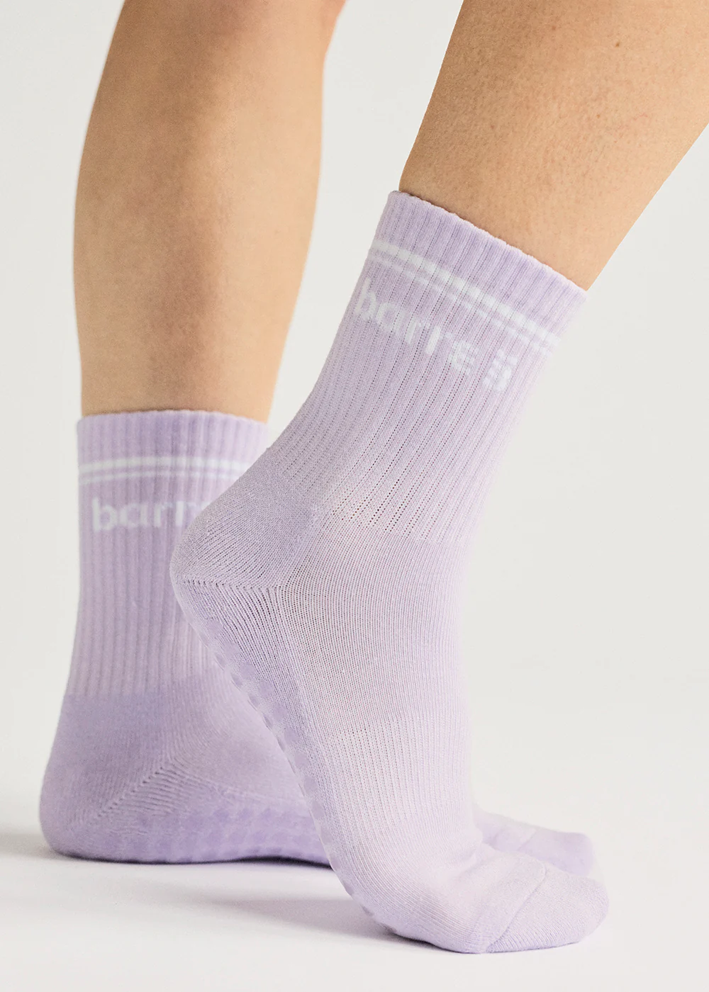 barre3 3/4 Crew Grip Socks - Orchid - Image 2