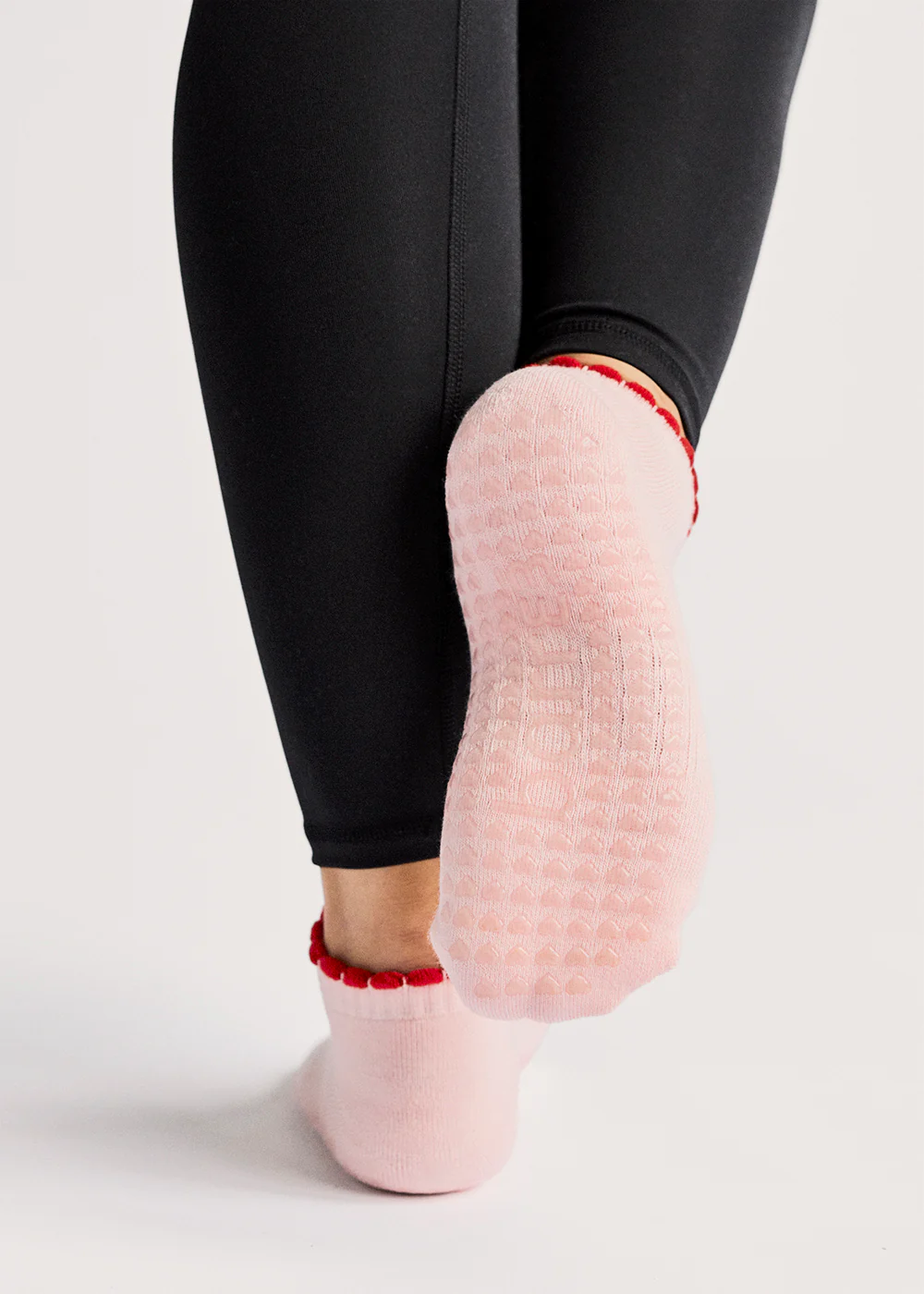 barre3 Ankle Grip Socks - Pale Pink - Image 3